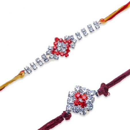 Crystal American Diamond Sober American Diamond Thread Rakhi