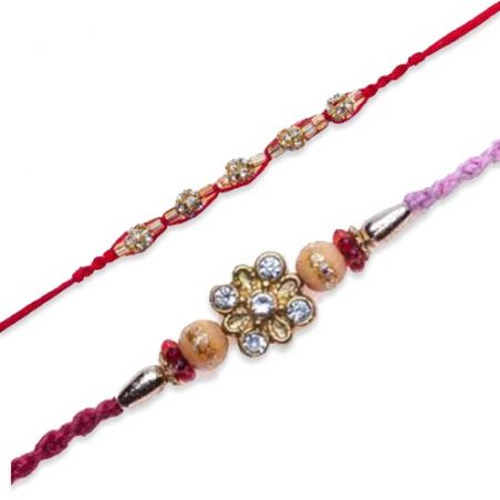 Golden Balls With Studed Diamond Jewelled Wooden Beads,Rakhi