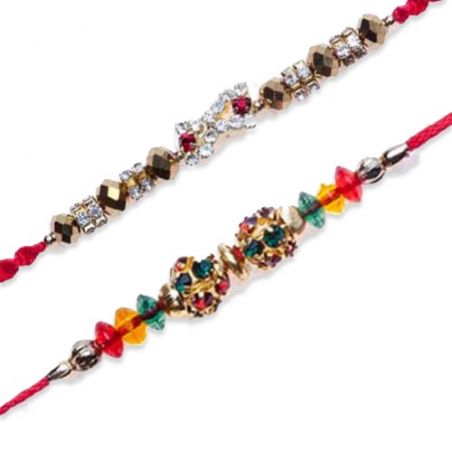 Crystal Beads, Ad Jewelled Multicolour Diamond Ball Jewelled Rakhi