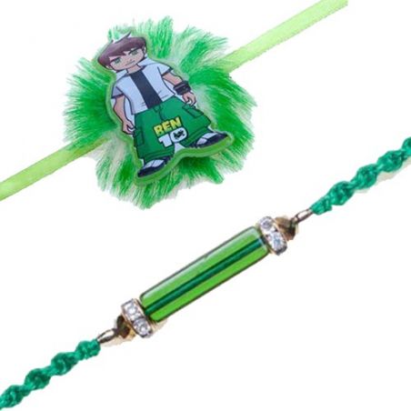 Ben10 Kids Rakhi Crystal Pipe With American Diamond Rakhi