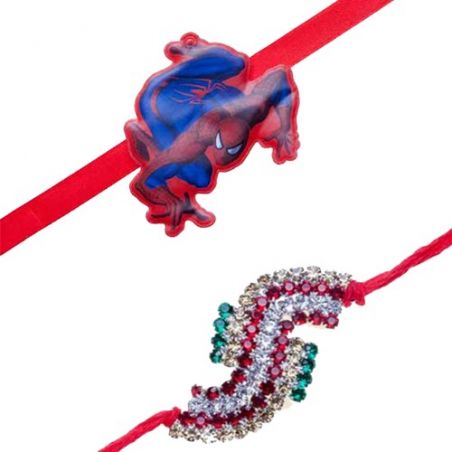 Spiderman Kids Rakhi Antique Colourfull Diamond Rakhi