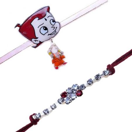 Chhota Bheem Keychain Ring Kids Rakhi American Diamond Beads Diamond Rakhi