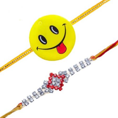 Smiley Kids Rakhi Crystal American Diamond Rakhi