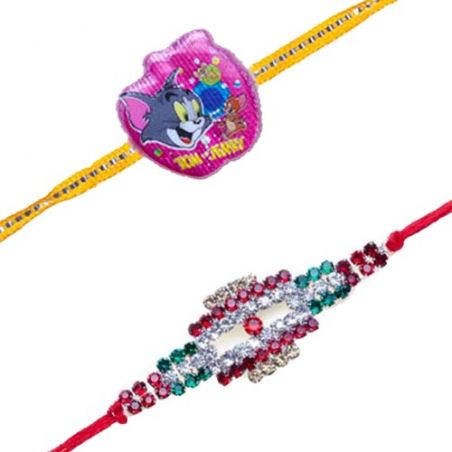 Tom And Jerry Kids Rakhi Multicolour American Diamond Rakhi