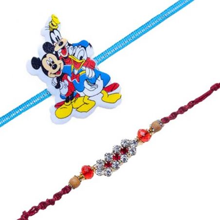 Disney Lovers Kids Rakhi Crystal Diamond Rakhi With Beads