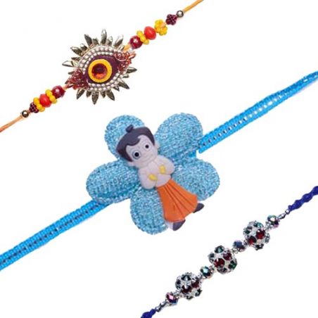 Bal Hanuman & Chota Bheem Kids Colourfull Balls Diamond BEADS, KUNDAN Rakhi