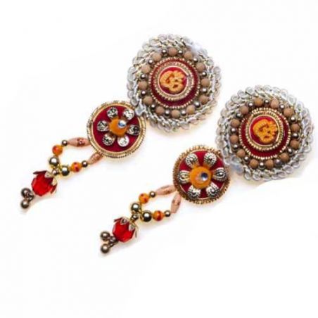 Om With Wooden Beads Shagun Rakhi