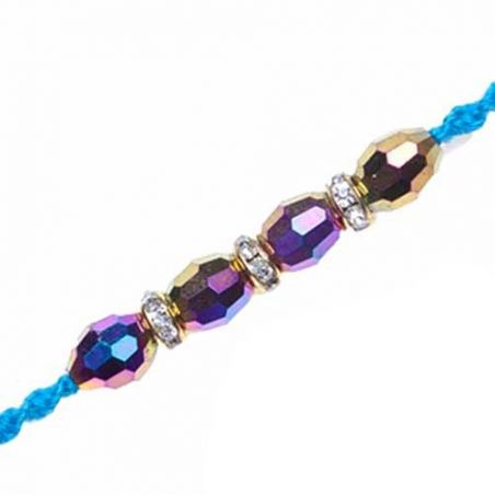 Blue Crystal Diamond Thread Rakhi