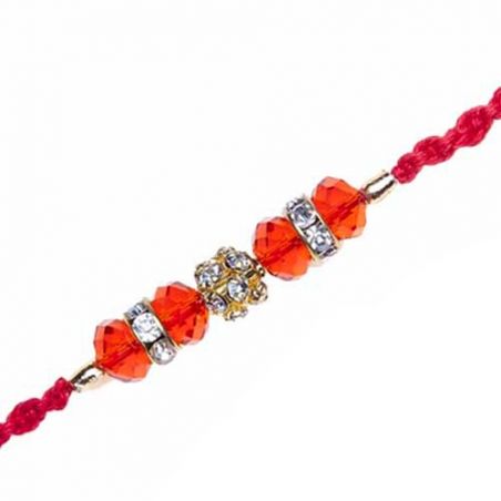 Auspicious Wooden Beads Diamond Rakhi