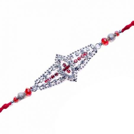 Flower Design Multicolour Beads Jewelled Rakhi