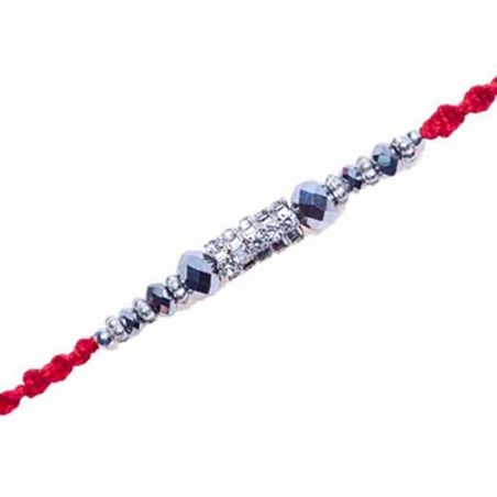 White Beads, Diamond And Crystal Mauli Rakhi