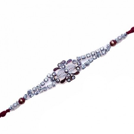 American Diamond Silver Balls Bracelet Rakhi