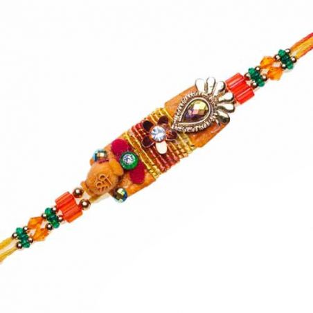 MULTICOLOUR BEADS, CRYSTAL ZARDOSHI RAKHI