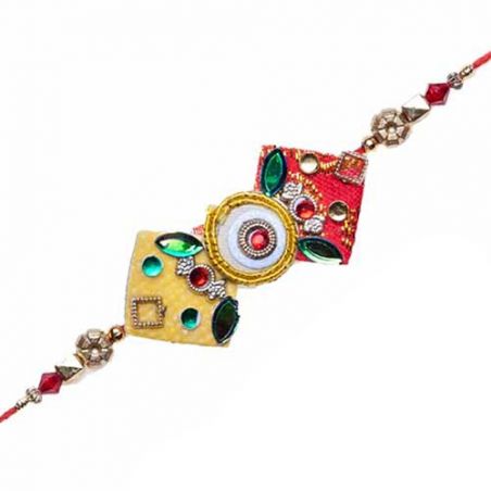 Red Crystal Zardoshi Work rakhi