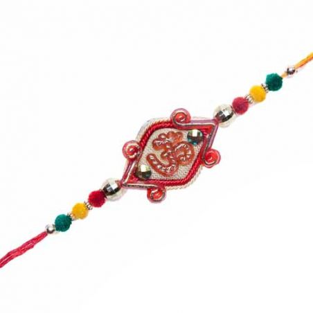 Om Multicolor Valvet Ball Rakhi