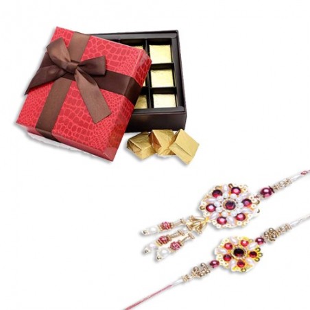 Pearls Bhaiya Bhabhi Rakhi  With Indulgent Chocolates