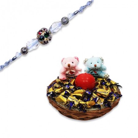 diamond, Beads Bhaiya Bhabhi Rakhi  With Feel Good With Love