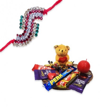 Antique Colourfull Diamond Rakhi  With Chocolate World