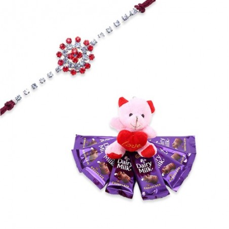 Floral Design American Diamond Rakhi  With Share Your Feelings