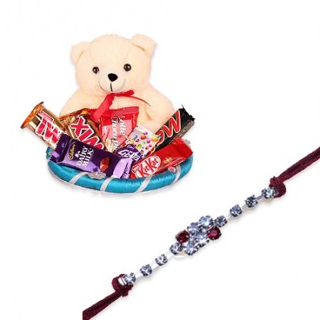 American Diamond Beads Diamond Rakhi  With Munchies For You