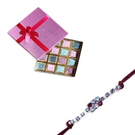 American Diamond Beads Diamond Rakhi  With Surprise Chocolate Pack 16 Pcs