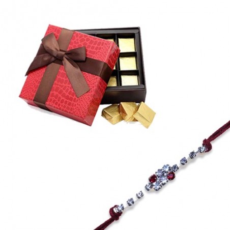 American Diamond Beads Diamond Rakhi  With Indulgent Chocolates