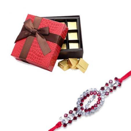 Red Diamond, Ad Diamond Rakhi  With Raksha bandhan gift  Chocolate Box