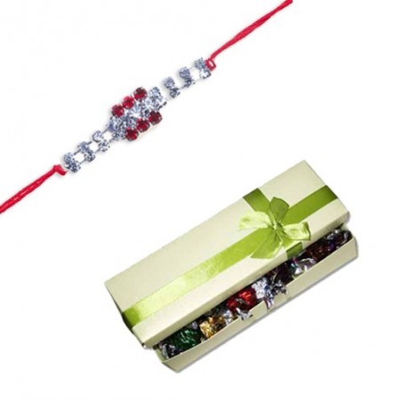 American Diamond Hoop Rakhi  With Surprise Chocolate Box