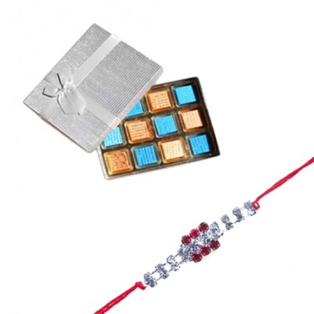 American Diamond Hoop Rakhi  With Surprise Chocolate Pack 12 Pcs