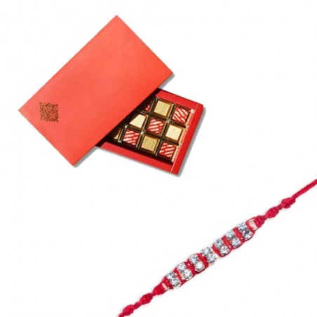 American Diamond Thread Rakhi  With Classic Chocolate Pack 18 Pcs