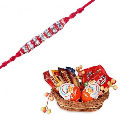 American Diamond Thread Rakhi  With Fun For Little Ones