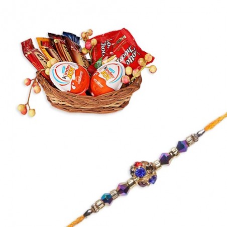 American Diamond Center Ball With Beads Rakhi  With Fun For Little Ones