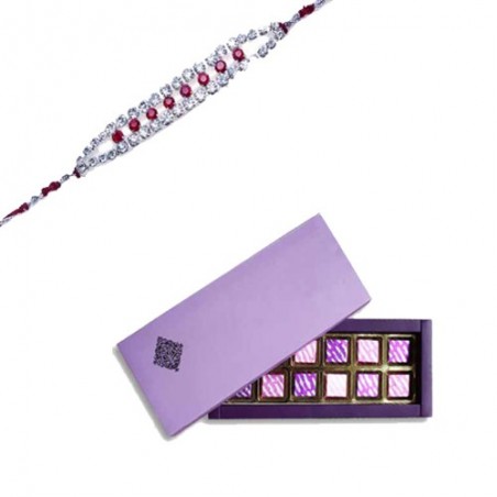 American Diamond Hoop Multi Colour Rakhi  With Classic Chocolate Pack 12 Pcs