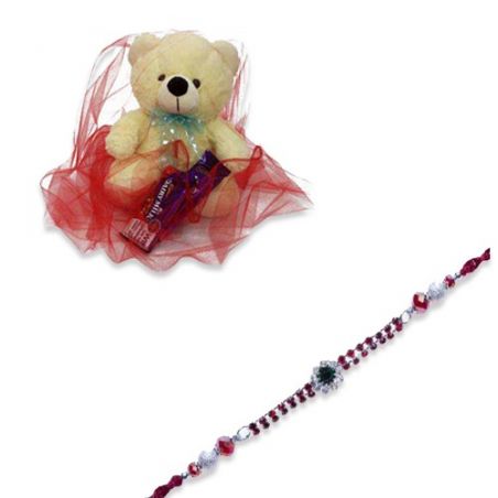 Silver Ball With Diamond And Crystal  With Lovable Teddy With Chocolate