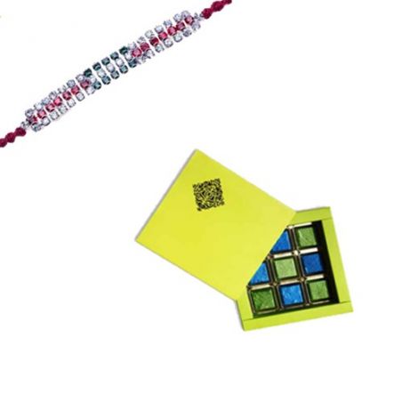 Diamond Bracelate Rakhi With Classic Chocolate Pack 9 Pcs