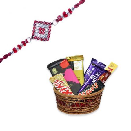 Diamond Shape Rakhi  With Homeliness Gift basket
