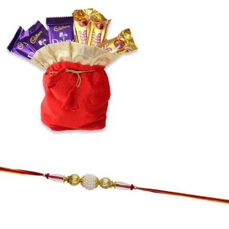 Rakhi With Chocolates Potli