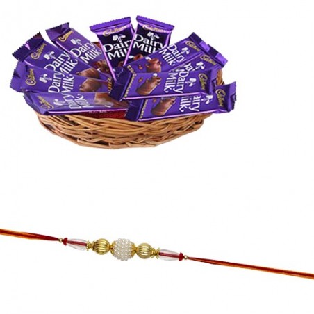 Rakhi With Dairy Milk Basket Hamper