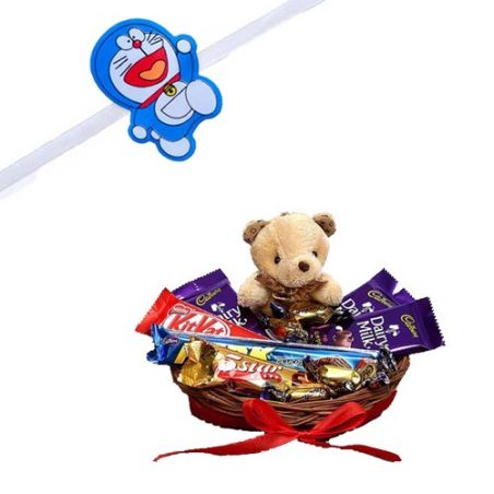 Doraemon Kids Rakhi With Chocolates Cute Teddy