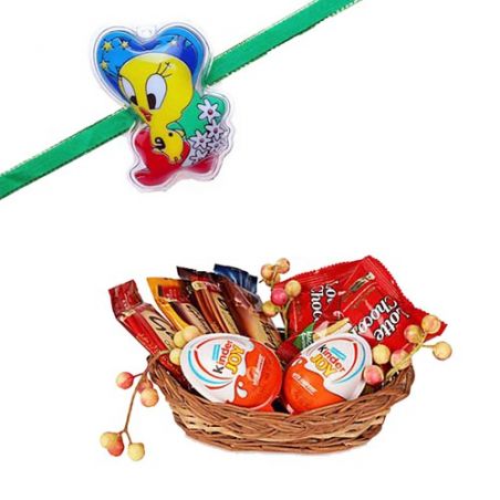 Tweety Kids Rakhi With Chocolate Basket
