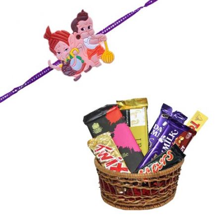 Bal Ganesha & Bal Hanuman Kids Rakhi With Homeliness Gift Basket