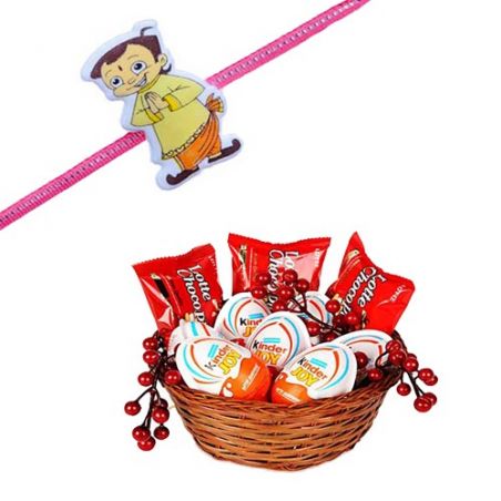 Exclusive Chhotabheem  Kids Rakhi With Kinder Joy Treats