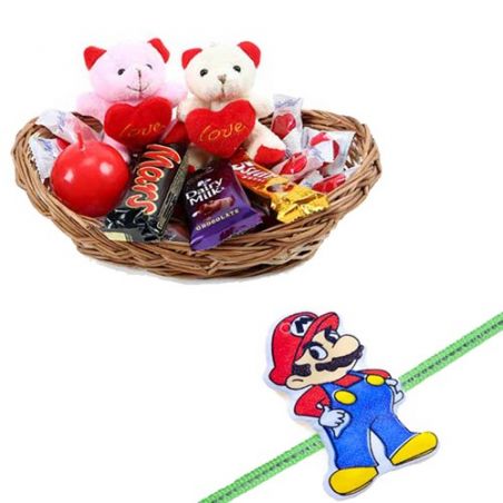 Mario Kids Rakhi With Basket Of Love