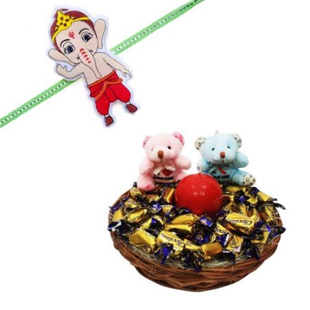 Bal Ganesha Kids Rakhi With Eclairs Chocolate