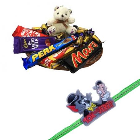 Tom & Jerry Kids Rakhi With Sweet Teddy N Chocolates