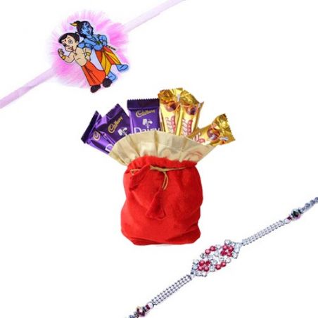 Rakhi With Chocolates Potli