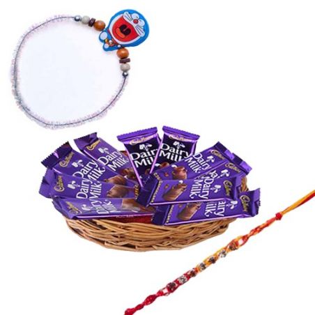 Rakhi With Dairy Milk Basket Hamper