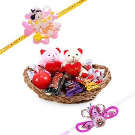 Set Of 2 Rakhi With Basket Of Love