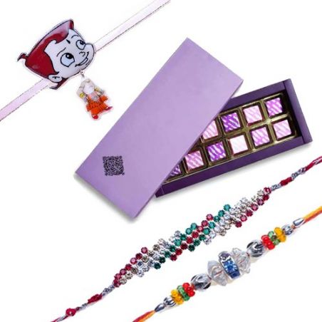 Set Of 3 Rakhi Chocolate Pack 12 Pcs