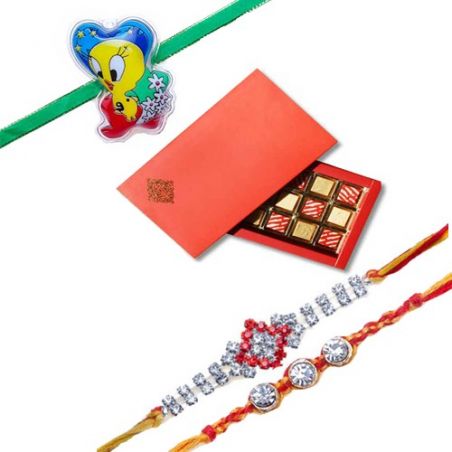 Set Of 3 Rakhi Chocolate Pack 18 Pcs